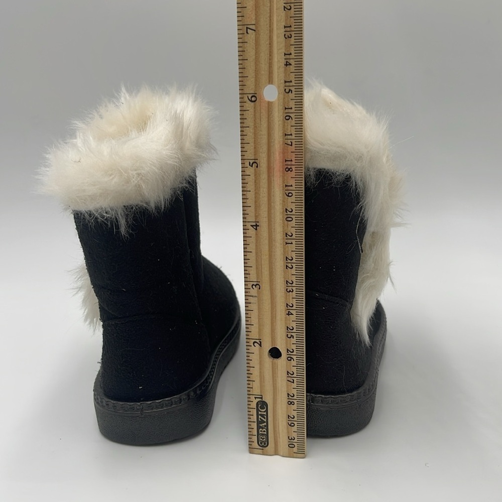 China Buttons City Toddler Girls Boots Black Faux Fur Lined Boots Size 21 - Picture 4 of 8